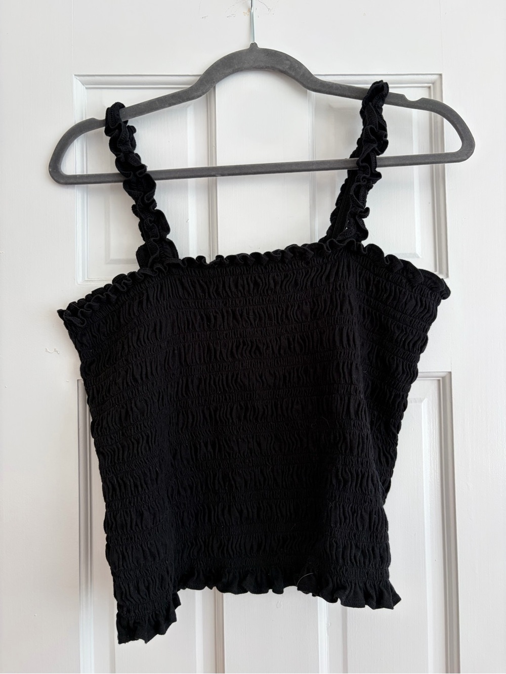 Old Navy Black Smocked Ruffle-Strap Tank Top